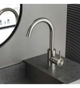      Hotbath Archie Bateria umywalkowa z obrotową wylewką steel brushed AR004.IX WYPRZEDAŻ MAGAZYNOWA!!