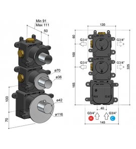 Hotbath Archie Element podtynkowy do baterii termostatycznej podtynkowej z 2 wylotami MHF002