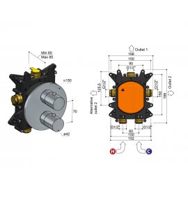 Hotbath Archie Element podtynkowy do baterii termostatycznej podtynkowej z 2-drożnym przełącznikiem MB009