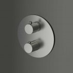 Hotbath Cobber Bateria natryskowa termostatyczna podtynkowa z 2-drożnym przełącznikiem element zewnętrzny Brushed Nickel CB009.GN