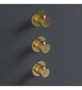 Hotbath Cobber Bateria natryskowa termostatyczna podtynkowa z 2 zaworami element zewnętrzny Brushed Brass CB7066.BB