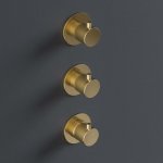 Hotbath Cobber Bateria natryskowa termostatyczna podtynkowa z 2 zaworami element zewnętrzny Brushed Brass CB7066.BB