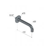      Hotbath Cobber Wylewka ścienna 150 mm Brushed Nickel CB095-15.GN WYPRZEDAŻ MAGAZYNOWA!!