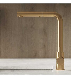 Hotbath Fellow Bateria zlewozmywakowa z wyjmowaną wylewką Brushed brass FKM15.BB
