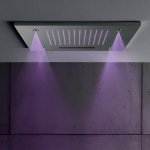 Hotbath Mate Deszczownica podtynkowa z wylewką kaskadową z dyszami mgiełkowymi 50x50 cm z oświetleniem LED Chrome M146.CR