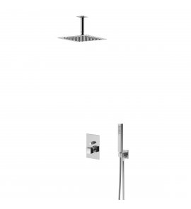 Bruma Escudo Zestaw natryskowy podtynkowy z deszczownicą 250x250 mm sufitową i słuchawką prysznicową Chrom 1025622CR