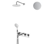 Bruma Lusitano Zestaw wannowo-natryskowy 250 mm Podtynkowy termostatyczny z ramieniem ściennym Pure white 1383102PW