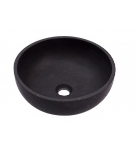 Alanad Apo Umywalka kamienna okrągła nablatowa Ø 380 mm czarny granit KUN-006CZ