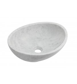 Alanad Kelud Umywalka kamienna owalna nablatowa 410x330 mm biały marmur KUN-001BI