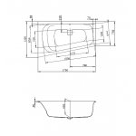 Hoesch Thasos Wanna trapezowa prawa do zabudowy 175x110 cm biały 3748.010