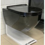Flaminia App Wc wiszący bez kołnierza 54x36 cm z deską wolnoopadającą Nero Czarny połysk AP118GNER QKCW09NER 