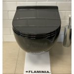 Flaminia App Wc wiszący bez kołnierza 54x36 cm z deską wolnoopadającą Nero Czarny połysk AP118GNER QKCW09NER 