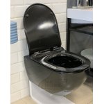 Flaminia App Wc wiszący bez kołnierza 54x36 cm z deską wolnoopadającą Nero Czarny połysk AP118GNER QKCW09NER 