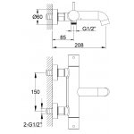 KOHLMAN Axel Bateria wannowo-prysznicowa termostatyczna natynkowa czarny mat QW710AB