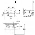 KOHLMAN Axel Bateria wannowa z termostatem podtynkowa czarny mat QW265AB