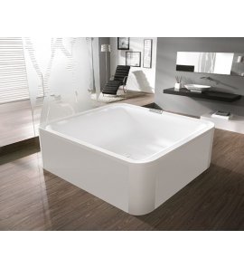 HOESCH Ergo+ Wanna akrylowa kwadratowa wolnostojąca z obudową szklaną 207,5x195 cm w kolorze białym 6444.010305550