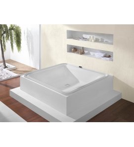 HOESCH Ergo+ Wanna akrylowa kwadratowa wolnostojąca z obudową szklaną w kolorze białym z dedykowanym systemem hydromasażu 207,5x195 cm biały/chrom 6444S.010305550