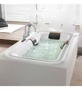 HOESCH Ergo+ Wanna akrylowa prostokątna do zabudowy z dedykowanym systemem hydromasażu 207,5x107,5 cm biały/chrom 6436S.010305