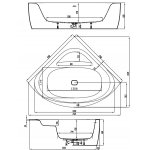 HOESCH iSensi Wanna akrylowa symetryczna typu monoblock z obudową, z przelewem z napełnieniem z dedykowanym systemem hydromasażu powietrznego 150x150 cm chrom 3857i