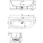 HOESCH iSensi Wanna akrylowa przyścienna/narożna lewa typu monoblock z obudową, z przelewem szczelinowym z dedykowanym systemem hydromasażu powietrznego 180x80 cm biała 3834i