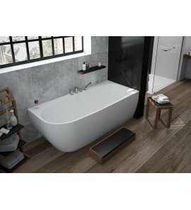 HOESCH iSensi Wanna akrylowa przyścienna/narożna prawa typu monoblock z obudową, z przelewem z napełnieniem z dedykowanym systemem hydromasażu powietrznego 180x80 cm chrom 3865i