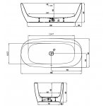 HOESCH iSensi Wanna akrylowa owalna wolnostojąca typu monoblock z obudową, z przelewem szczelinowym z dedykowanym systemem hydromasażu powietrznego 190x90 cm biała 3822i