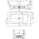 HOESCH iSensi Wanna akrylowa przyścienna typu monoblock z obudową, z przelewem szczelinowym z dedykowanym systemem hydromasażu powietrznego 190x90 cm biała 3824i
