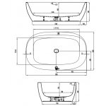 HOESCH iSensi Wanna akrylowa owalna wolnostojąca typu monoblock z obudową, z przelewem z napełnieniem z dedykowanym systemem hydromasażu powietrznego 190x120 cm chrom 3853i