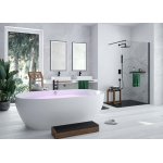 HOESCH iSensi Wanna akrylowa owalna wolnostojąca typu monoblock z obudową, z przelewem z napełnieniem z dedykowanym systemem hydromasażu powietrznego 190x120 cm chrom 3853i
