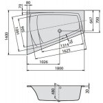 HOESCH Largo Wanna akrylowa trapezowa prawa z systemem wodno-powietrznym hydromasażu Reviva II 180x140 cm biała 3706E