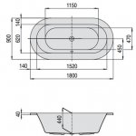 HOESCH Starck 1 Wanna akrylowa owalna do zabudowy z systemem wodno-powietrznym hydromasażu Reviva II 180x90 cm biała 6020E