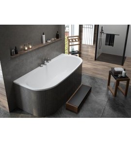 HOESCH iSensi Wanna akrylowa przyścienna 180x80 biała do zabudowy + hydromasaż Reviva II 3848E