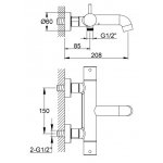 KOHLMAN Axel Bateria wannowo-prysznicowa termostatyczna natynkowa złoty QW710AGD