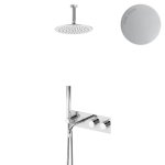 Bruma Lusitano Zestaw wannowo-natryskowy Ø 250 mm Podtynkowy termostatyczny z ramieniem sufitowym Pure white 1383402PW