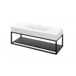 Cristalstone Stelaż pod umywalkę z półką i wieszakiem na ręcznik 120 x 45 x 30 cm czarny mat ST1200-04
