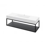 Cristalstone Stelaż pod umywalkę z półką 130 x 45 x 30 cm czarny mat ST1300-03