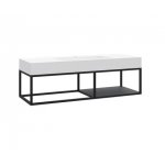 Cristalstone Stelaż pod umywalkę wiszący z małą półką 130 x 45 x 30 cm czarny mat ST1300-07