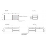 Cristalstone Stelaż pod umywalkę wiszący z dwoma półkami 130 x 45 x 30 cm czarny mat ST1300-08