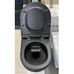       Flaminia App Wc wiszący bez kołnierza 54x36 cm z deską wolnoopadającą Carbon Czarny mat AP118GCAR+QKCW09CAR 