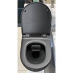       Flaminia App Wc wiszący bez kołnierza 54x36 cm z deską wolnoopadającą Carbon Czarny mat AP118GCAR+QKCW09CAR 