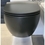       Flaminia App Wc wiszący bez kołnierza 54x36 cm z deską wolnoopadającą Carbon Czarny mat AP118GCAR+QKCW09CAR 