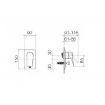 DornBracht Lissé Bateria prysznicowa element zewnętrzny z przełącznikiem platyna mat 3612084506