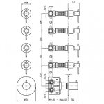 Zucchetti Helm Bateria natryskowa termostatyczna podtynkowa 1/2" z 4 zaworami odcinającymi element zewnętrzny inox ZHL662.X