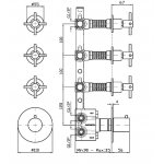 Zucchetti Helm Bateria natryskowa termostatyczna podtynkowa 1/2" z 3 zaworami odcinającymi element zewnętrzny inox ZHM661.X