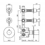 Zucchetti Helm Bateria natryskowa termostatyczna podtynkowa 1/2" z 2 zaworami odcinającymi element zewnętrzny inox ZHL660.X