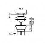 Zucchetti Helm Korek click-clack inox R97778.X