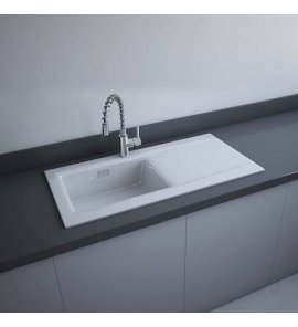 Rak Ceramika Dream2 Zlewozmywak ceramiczny 1 komora 101x51 biały połysk + syfon DRE2BIP