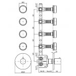 Zucchetti Savoir Bateria natryskowa termostatyczna podtynkowa 1/2" z 4 zaworami odcinającymi element zewnętrzny chrom ZSV662.CN