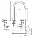 Zucchetti Savoir Bateria umywalkowa 3-otworowa chrom/czarny ZSV402.CN