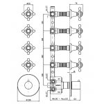 Zucchetti Agora Bateria natryskowa termostatyczna podtynkowa 1/2" z 4 zaworami odcinającymi element zewnętrzny chrom ZAG662